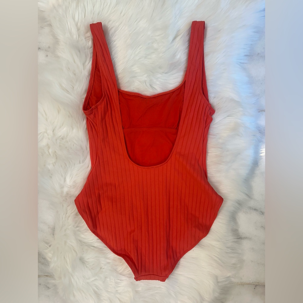 SOLID & STRIPED Coral Ribbed Scoop One-Piece - Picture 7 of 9